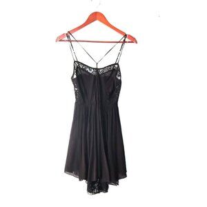 Free People Intimately Womens Size XS Black Slip Dress Layered Lace Strappy Mini
